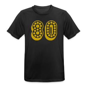 80. 80 YEARS. 80th ANNIVERSARY. 80TH BIRTHDAY. - Men's Breathable T-Shirt - black - Front - AI Model Male 178 light (178cm)
