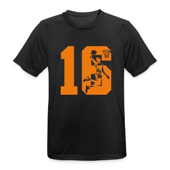 NUMBER 16 BASKETBALL 16TH BIRTHDAY - Men's Breathable T-Shirt - black - Front - AI Model Male 178 light (178cm)