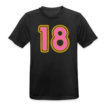 18. 18 YEARS OLD. 18th ANNIVERSARY - Men's Breathable T-Shirt - black - Front - AI Model Male 178 light (178cm)