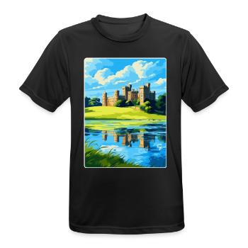 Leeds Castle England Uk Travel Poster Souvenir WPA - Men's Breathable T-Shirt - black - Front - AI Model Male 178 light (178cm)