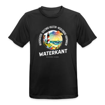 Waterkant – Im Norden daheim - Männer T-Shirt atmungsaktiv - Schwarz - Vorne - AI Model Male 178 light (178cm)