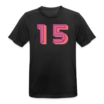 15. 15 ANS. 15e ANNIVERSAIRE. ANNIVERSAIRE 15 ANS. - T-shirt respirant Homme - noir - Devant - AI Model Male 178 light (178cm)