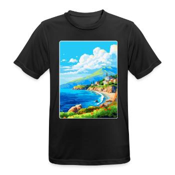 Péninsule de Mani Grèce Affiche de voyage vintage WPA - T-shirt respirant Homme - noir - Devant - AI Model Male 178 light (178cm)