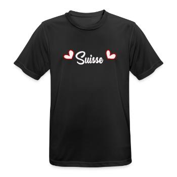 SUISSE. HUMOUR. PAYS. DRAPEAU. GENEVE. LAUSANNE - T-shirt respirant Homme - noir - Devant - AI Model Male 178 light (178cm)