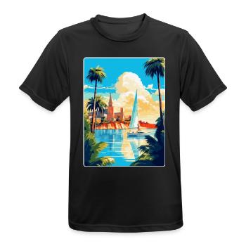 Palma De Majorque Espagne Affiche De Voyage Vintage WPA - T-shirt respirant Homme - noir - Devant - AI Model Male 178 light (178cm)