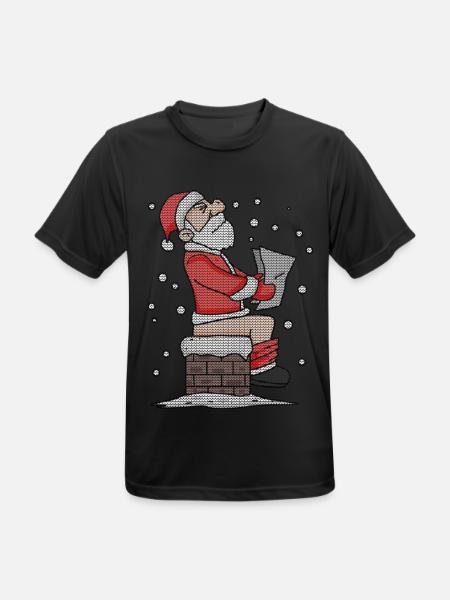 Père Noël assis sur la cheminée drôle - T-shirt respirant Homme - noir