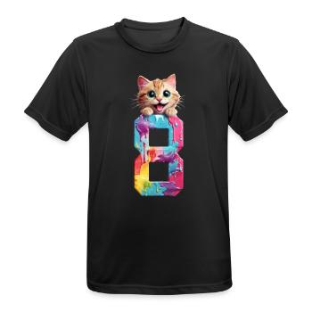 8 JAHRE KATZE 8. GEBURTSTAG - Männer T-Shirt atmungsaktiv - Schwarz - Vorne - AI Model Male 178 light (178cm)