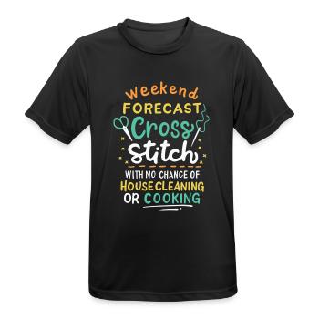 Cross Stich Handarbeiten - Männer T-Shirt atmungsaktiv - Schwarz - Vorne - AI Model Male 178 light (178cm)