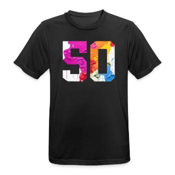 FARBIG NUMMER 50 BUNT 50. GEBURTSTAG - Männer T-Shirt atmungsaktiv - Schwarz - Vorne - AI Model Male 178 light (178cm)