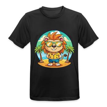 Löwe Lustige Cartoon Sommer Strand Sonnenbrille - Männer T-Shirt atmungsaktiv - Schwarz - Vorne - AI Model Male 178 light (178cm)