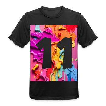 NR. 11 NUMMER 11 BUNT 11. GEBURTSTAG - Männer T-Shirt atmungsaktiv - Schwarz - Vorne - AI Model Male 178 light (178cm)