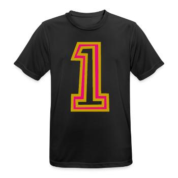 1. 1 JAHR - Männer T-Shirt atmungsaktiv - Schwarz - Vorne - AI Model Male 178 light (178cm)