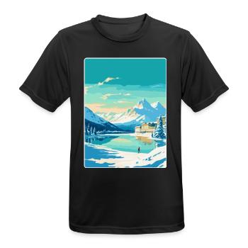 St Moritz Switzerland Vintage Travel Poster WPA - Men's Breathable T-Shirt - black - Front - AI Model Male 178 light (178cm)