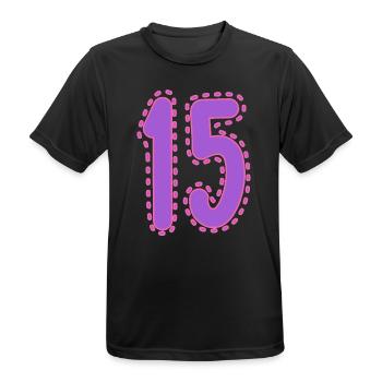 15. 15 ANS. 15e ANNIVERSAIRE. ANNIVERSAIRE 15 ANS. - T-shirt respirant Homme - noir - Devant - AI Model Male 178 light (178cm)