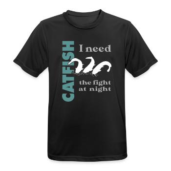 Combat de pêche au poisson-chat avec le poisson-chat fort - T-shirt respirant Homme - noir - Devant - AI Model Male 178 light (178cm)