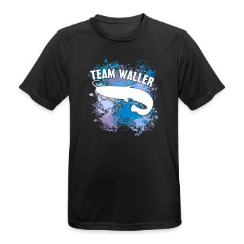 Wels Waller fischen Wels auf Farbklecksen - Männer T-Shirt atmungsaktiv - Schwarz - Vorne - AI Model Male 178 light (178cm)