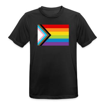 LGBT Pride Flag / Neue Regenbogen Progress Flagge - Männer T-Shirt atmungsaktiv - Schwarz - Vorne - AI Model Male 178 light (178cm)