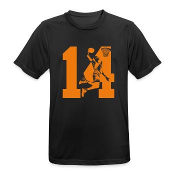 NUMMER 14 BASKETBALL 14. GEBURTSTAG - Männer T-Shirt atmungsaktiv - Schwarz - Vorne - AI Model Male 178 light (178cm)