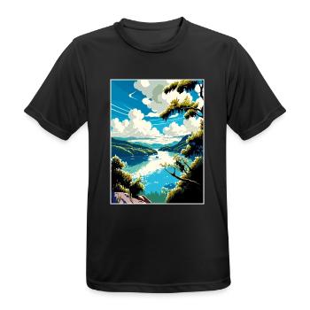 Donau Fluss Europa Vintage Reiseplakat Souvenir - Männer T-Shirt atmungsaktiv - Schwarz - Vorne - AI Model Male 178 light (178cm)