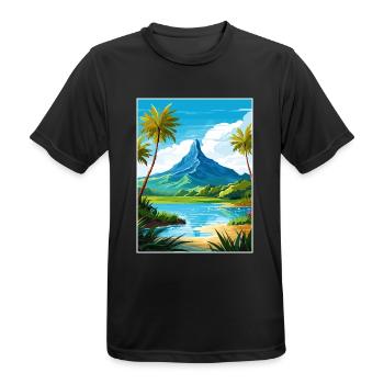 Bora Französisch-Polynesien Vintage Reiseposter - Männer T-Shirt atmungsaktiv - Schwarz - Vorne - AI Model Male 178 light (178cm)