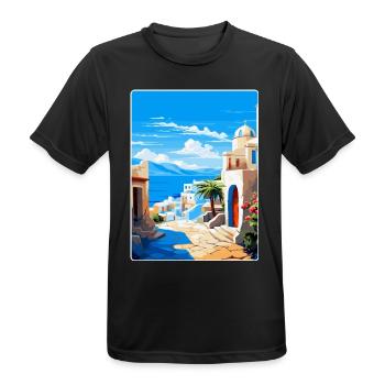 Kos Griechenland Vintage Reise Poster Souvenir Souvenir - Männer T-Shirt atmungsaktiv - Schwarz - Vorne - AI Model Male 178 light (178cm)
