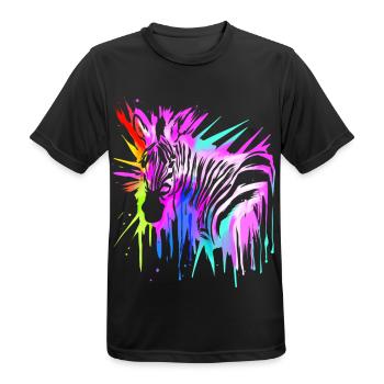 Zebra in Neonfarben bunt - Männer T-Shirt atmungsaktiv - Schwarz - Vorne - AI Model Male 178 light (178cm)