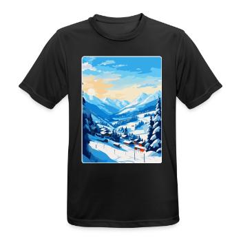 Saalbach Austria Vintage Travel Poster Souvenir - Men's Breathable T-Shirt - black - Front - AI Model Male 178 light (178cm)