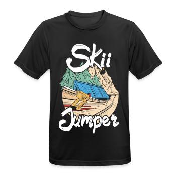 Ski Springen Skispringen - Männer T-Shirt atmungsaktiv - Schwarz - Vorne - AI Model Male 178 light (178cm)