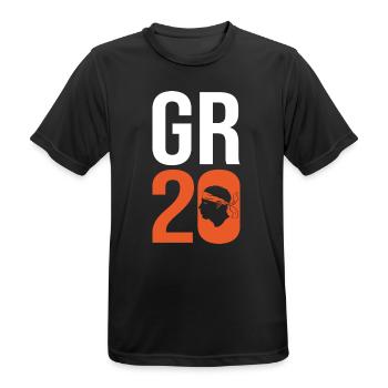 GR20 Trek Wandern Korsika Gr20 Gr 20 GR 20 - Männer T-Shirt atmungsaktiv - Schwarz - Vorne - AI Model Male 178 light (178cm)