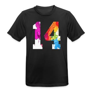 FARBIG NUMMER 14 BUNT 14. GEBURTSTAG - Männer T-Shirt atmungsaktiv - Schwarz - Vorne - AI Model Male 178 light (178cm)
