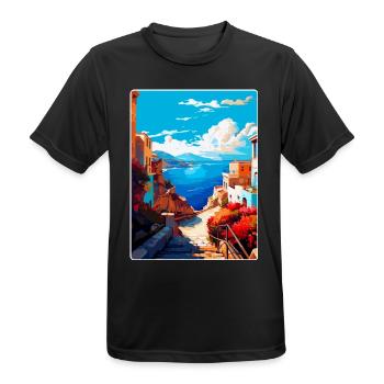 Crète Grèce Affiche de voyage vintage WPA Souvenir - T-shirt respirant Homme - noir - Devant - AI Model Male 178 light (178cm)