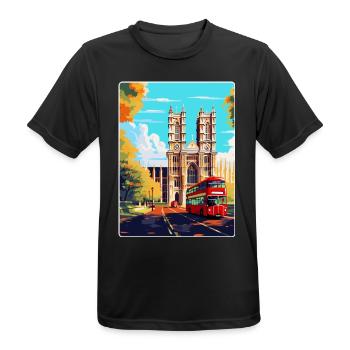 Westminster Abbey London England Uk Travel Poster - Men's Breathable T-Shirt - black - Front - AI Model Male 178 light (178cm)