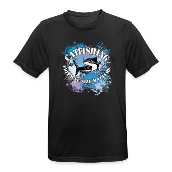 Wels Waller fischen Wels auf Farbklecksen - Männer T-Shirt atmungsaktiv - Schwarz - Vorne - AI Model Male 178 light (178cm)