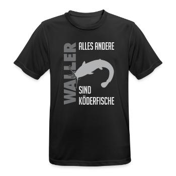 Wels fischen Kampf mit dem starken Wels - Männer T-Shirt atmungsaktiv - Schwarz - Vorne - AI Model Male 178 light (178cm)