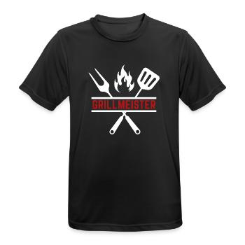 grillmeister - Männer T-Shirt atmungsaktiv - Schwarz - Vorne - AI Model Male 178 light (178cm)