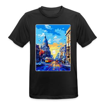 Bukarest Rumänien Vintage Reiseplakat Souvenir - Männer T-Shirt atmungsaktiv - Schwarz - Vorne - AI Model Male 178 light (178cm)