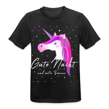 Einhorn gute Nacht Einhorn - Männer T-Shirt atmungsaktiv - Schwarz - Vorne - AI Model Male 178 light (178cm)