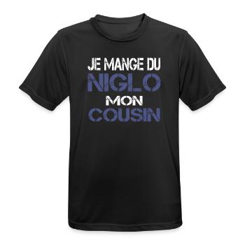 Je mange du Niglo - T-shirt respirant Homme - noir - Devant - AI Model Male 178 light (178cm)