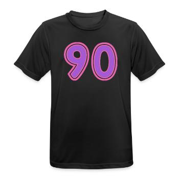 90. 90 ANS. 90e ANNIVERSAIRE. ANNIVERSAIRE 90 ANS. - T-shirt respirant Homme - noir - Devant - AI Model Male 178 light (178cm)