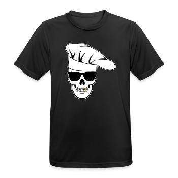 Crâne avec lunettes de soleil, toque de chef - T-shirt respirant Homme - noir - Devant - AI Model Male 178 light (178cm)