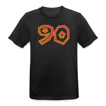 90. 90 JAHRE. 90-JÄHRIGES JUBILÄUM. 90-JÄHRIGES JUBILÄUM. - Männer T-Shirt atmungsaktiv - Schwarz - Vorne - AI Model Male 178 light (178cm)