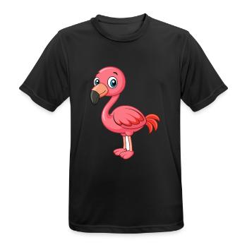 Flamingo Cute Mascot Cartoon Character Kawaii - Men's Breathable T-Shirt - black - Front - AI Model Male 178 light (178cm)