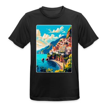 Amalfi Italien Vintage Reiseposter WPA Souvenir - Männer T-Shirt atmungsaktiv - Schwarz - Vorne - AI Model Male 178 light (178cm)