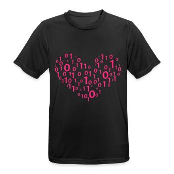 Herz Binär Kodierung Informatik Geschenk - Männer T-Shirt atmungsaktiv - Schwarz - Vorne - AI Model Male 178 light (178cm)
