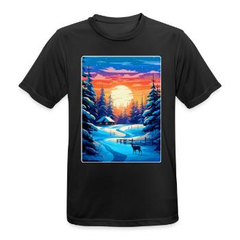 Lapland Finland Vintage Travel Poster Souvenir WPA - Men's Breathable T-Shirt - black - Front - AI Model Male 178 light (178cm)