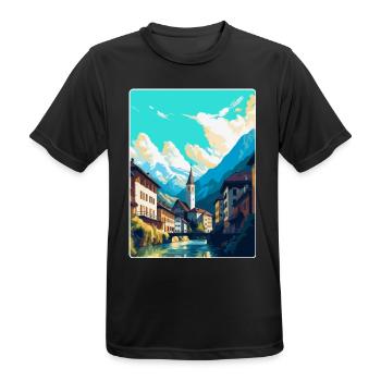 Chur Schweiz Vintage Reiseplakat Souvenir - Männer T-Shirt atmungsaktiv - Schwarz - Vorne - AI Model Male 178 light (178cm)