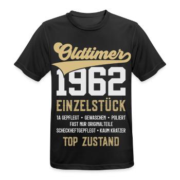 64. GEBURTSTAG OLDTIMER 1962 - Männer T-Shirt atmungsaktiv - Schwarz - Vorne - AI Model Male 178 light (178cm)