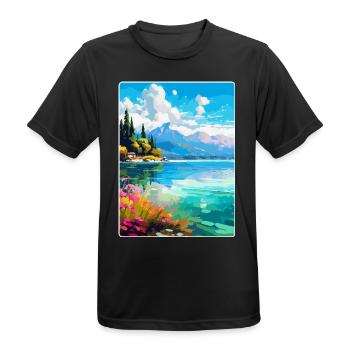 See Annecy Frankreich Vintage Reiseplakat Souvenir - Männer T-Shirt atmungsaktiv - Schwarz - Vorne - AI Model Male 178 light (178cm)