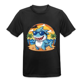 Lunettes de soleil de plage d’été de dessin animé drôle de requin - T-shirt respirant Homme - noir - Devant - AI Model Male 178 light (178cm)