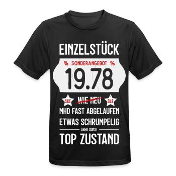 48. GEBURTSTAG 1978 EINZELSTÜCK PREISSCHILD - Männer T-Shirt atmungsaktiv - Schwarz - Vorne - AI Model Male 178 light (178cm)